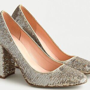 J. Crew Bell Pumps in Gold Sequin Size 8.5